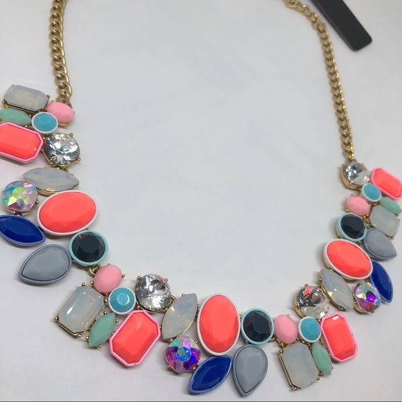 J.Crew Colorful Fiesta Statement Necklace in Blues NEW - Picture 4 of 12
